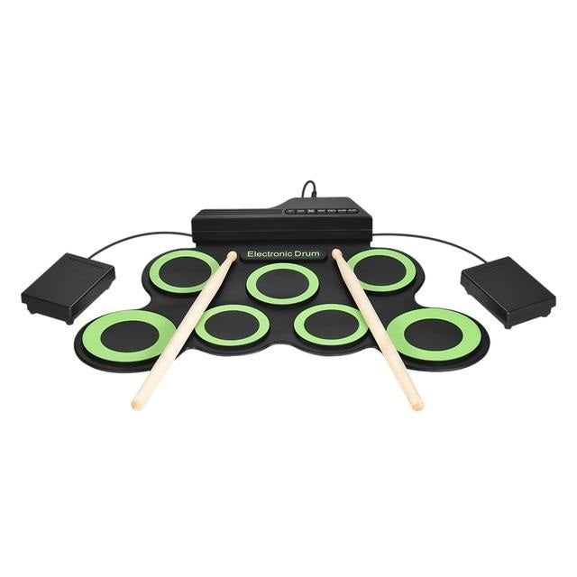 Portable Electronic Digital USB 7 Pads Roll up Drum Set Silicone Electric  Drum Kit with Drumsticks and Sustain Pedal - AliExpress