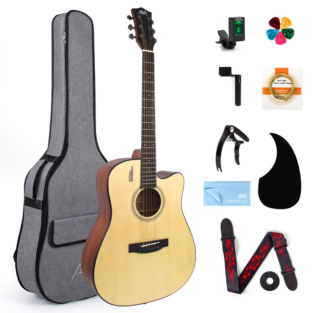 AKLOT Acoustic Guitar Spruce Full Size 41 inch for Student & Beginner w/ Gig Bag Tuner Strap Picks String Piezo Pickup Tools