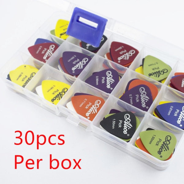 24/30/40/50pcs Guitar Picks 1 Box Case Alice Acoustic Electric Bass Plectrum Mediator Musical Instrument Thickness mix 0.58-1.5