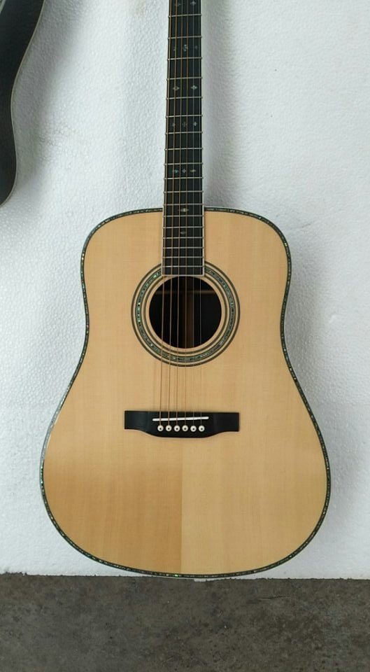 free shipping AAAA custom all solid nature one piece neck custom dreadnought D style acoustic electric guitar