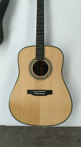 free shipping AAAA custom all solid nature one piece neck custom dreadnought D style acoustic electric guitar